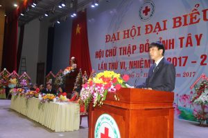 Ông Đoàn Văn Thái, Phó Chủ tịch, Tổng Thư ký TW Hội CTD( VN phát biểu tại Đại hội