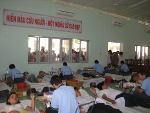 Một buổi tiếp nhận máu tại tỉnh Tây Ninh